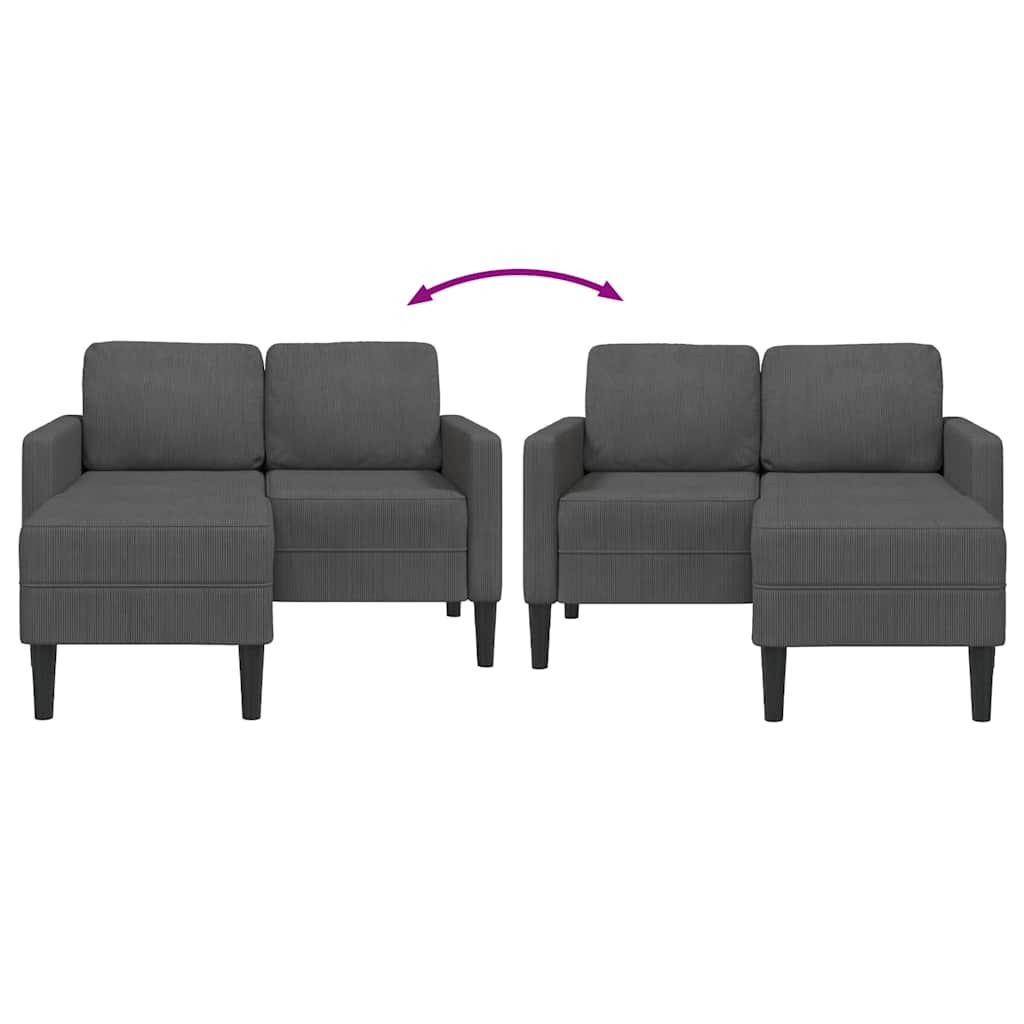 2-Sitzer-Sofa mit Chaiselongue L-förmig Dunkelgrau 125 cm Leinen