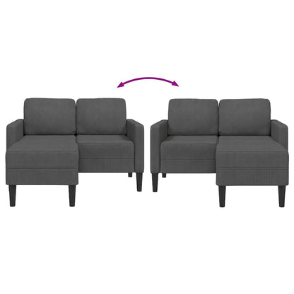 2-Sitzer-Sofa mit Chaiselongue L-förmig Dunkelgrau 125 cm Leinen