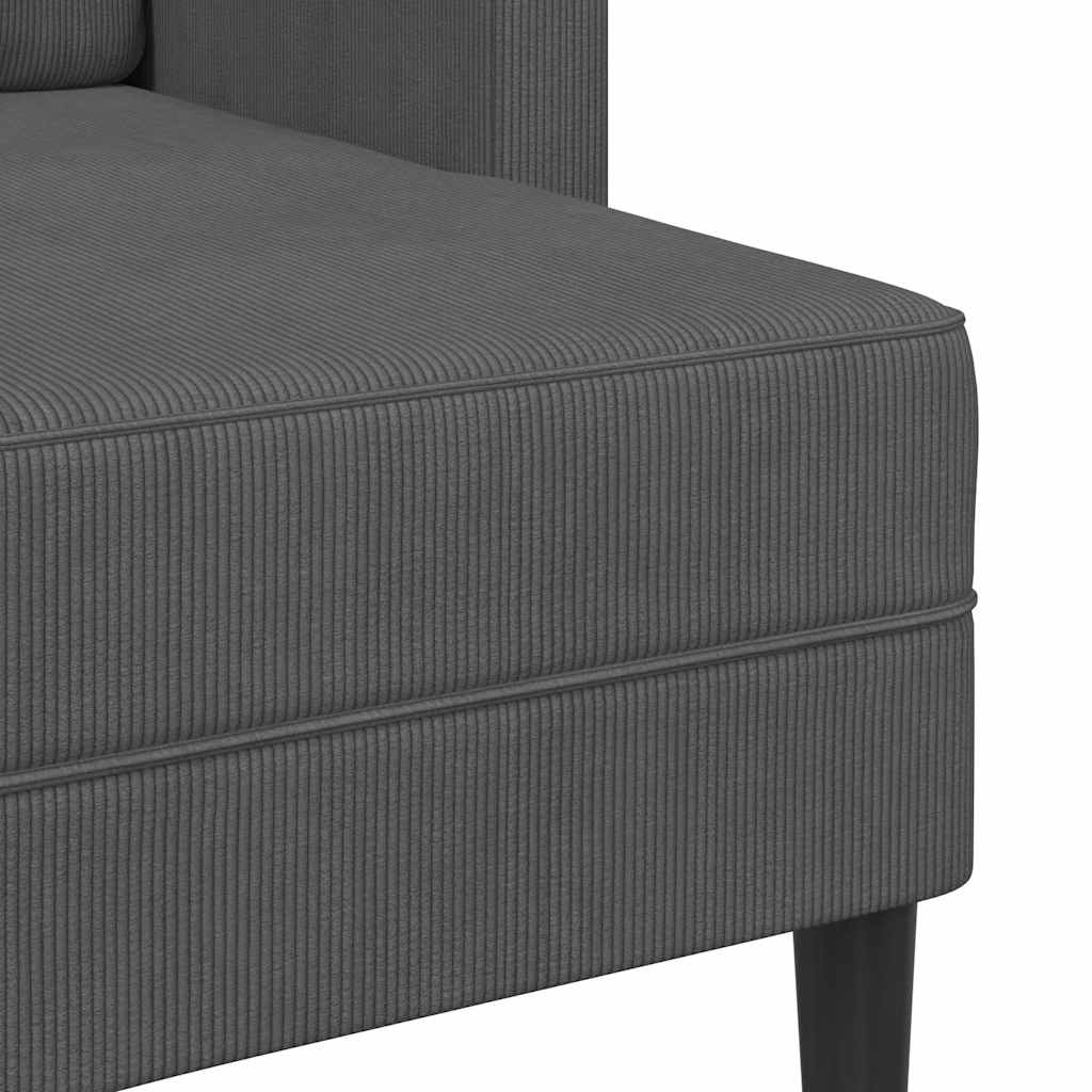 2-Sitzer-Sofa mit Chaiselongue L-förmig Dunkelgrau 125 cm Leinen