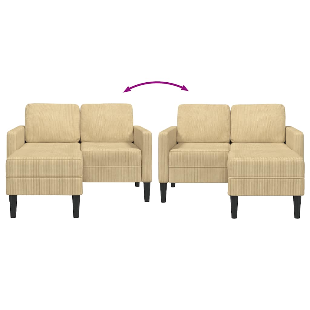 2-Sitzer-Sofa mit Chaiselongue L-Form Graugrün 125 cm Leinen