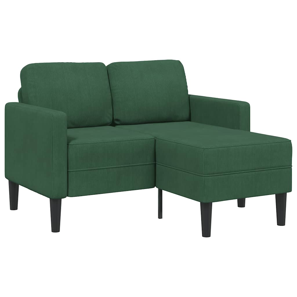 2er-Sofa mit Chaiselongue L-Form Dunkelgrün 125 cm Leinen
