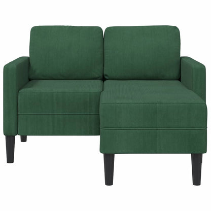 2er-Sofa mit Chaiselongue L-Form Dunkelgrün 125 cm Leinen