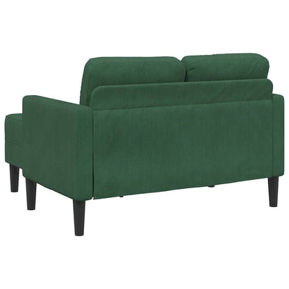 2er-Sofa mit Chaiselongue L-Form Dunkelgrün 125 cm Leinen