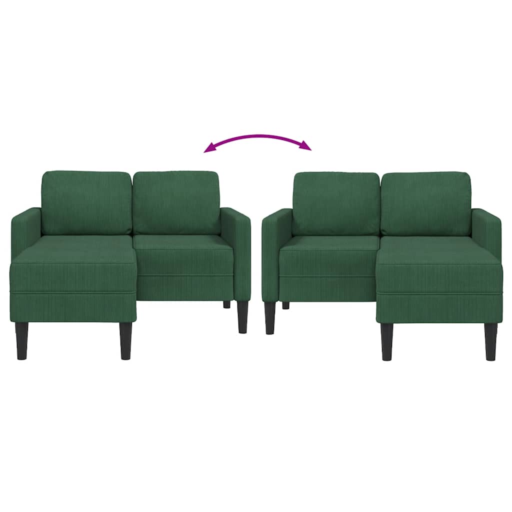2er-Sofa mit Chaiselongue L-Form Dunkelgrün 125 cm Leinen