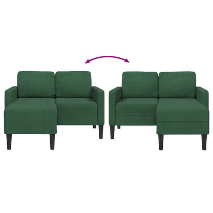 2er-Sofa mit Chaiselongue L-Form Dunkelgrün 125 cm Leinen