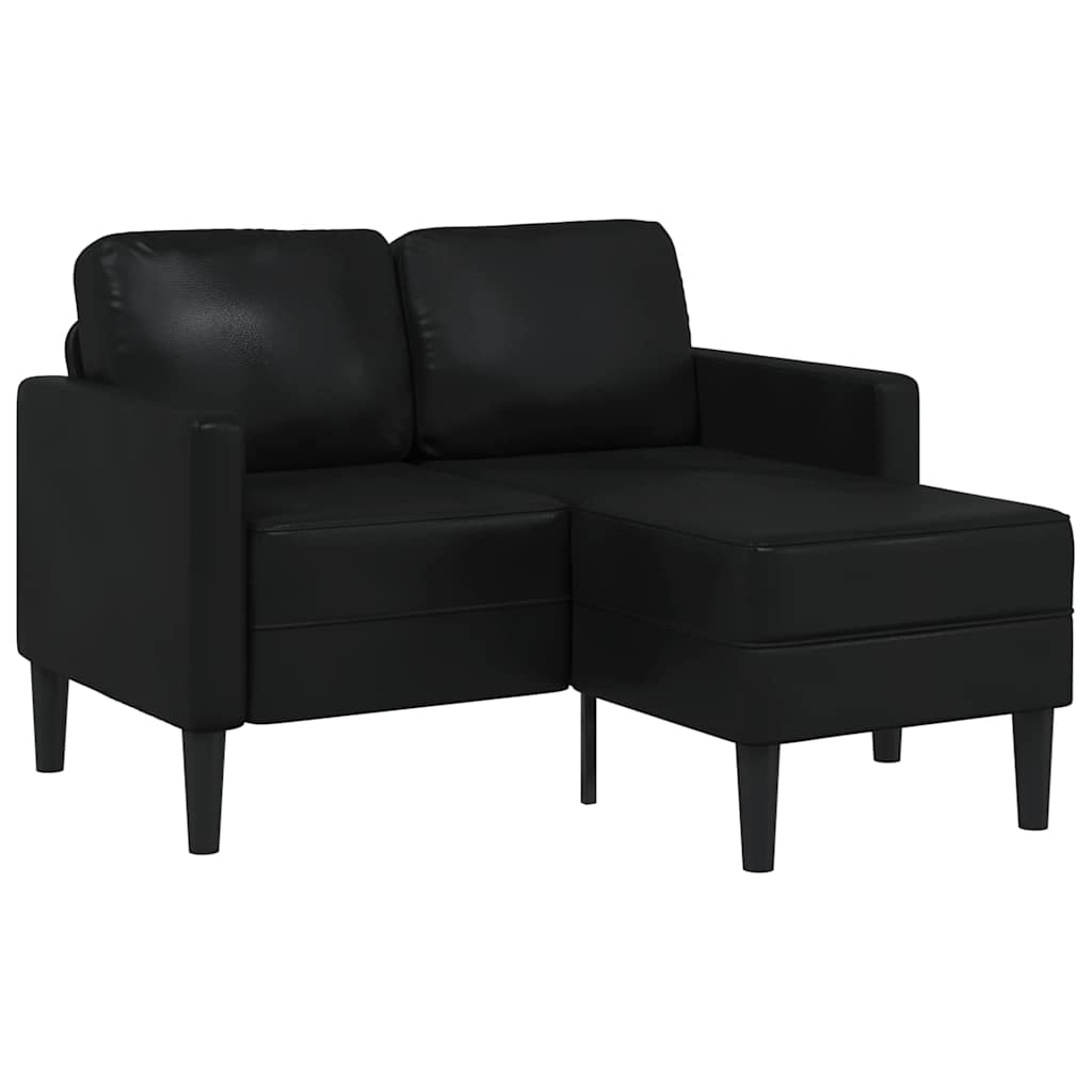 2-Sitzer-Sofa mit Chaiselongue L-förmig Schwarz 125 cm Kunstleder