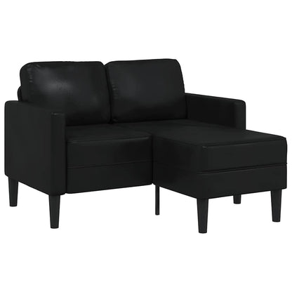 2-Sitzer-Sofa mit Chaiselongue L-förmig Schwarz 125 cm Kunstleder