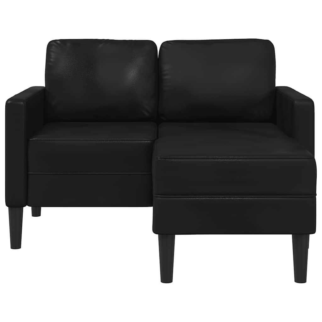 2-Sitzer-Sofa mit Chaiselongue L-förmig Schwarz 125 cm Kunstleder