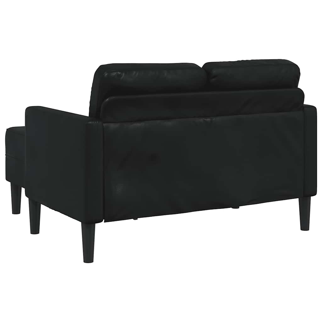 2-Sitzer-Sofa mit Chaiselongue L-förmig Schwarz 125 cm Kunstleder