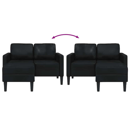 2-Sitzer-Sofa mit Chaiselongue L-förmig Schwarz 125 cm Kunstleder