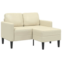 2-Sitzer-Sofa mit Chaiselongue L-Form Creme 125 cm Kunstleder