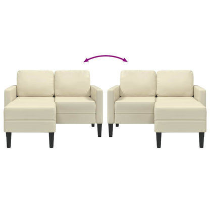 2-Sitzer-Sofa mit Chaiselongue L-Form Creme 125 cm Kunstleder