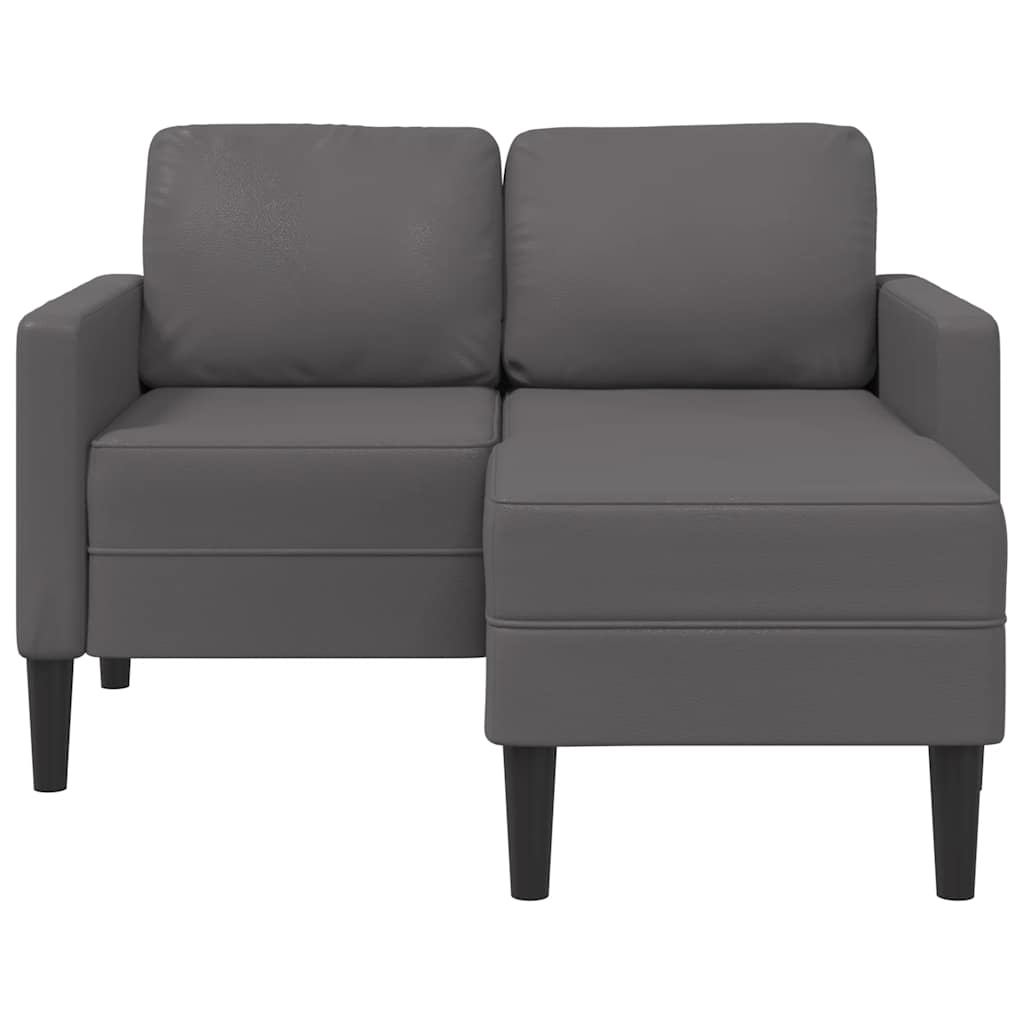 2-Sitzer-Sofa mit Chaiselongue L-Form Grau 125 cm Kunstleder