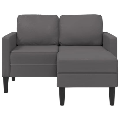 2-Sitzer-Sofa mit Chaiselongue L-Form Grau 125 cm Kunstleder