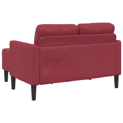 2-Sitzer-Sofa mit Chaiselongue L-Form Weinrot 125 cm Kunstleder
