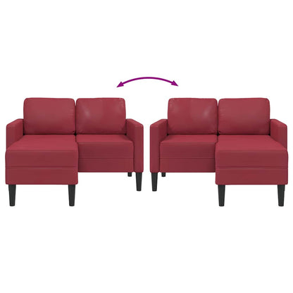 2-Sitzer-Sofa mit Chaiselongue L-Form Weinrot 125 cm Kunstleder