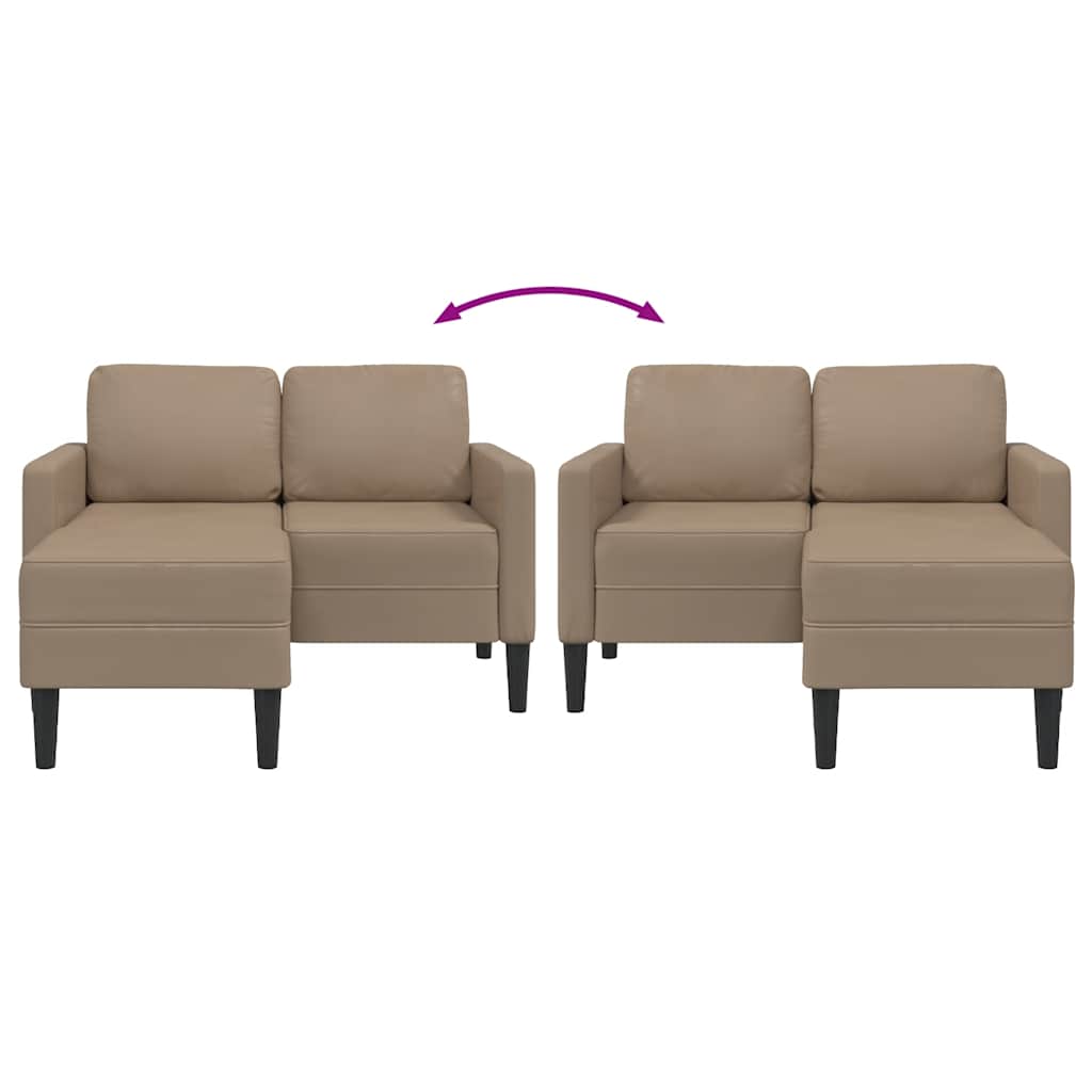 2-Sitzer-Sofa mit Chaiselongue L-Form Cappuccino-Braun 125 cm