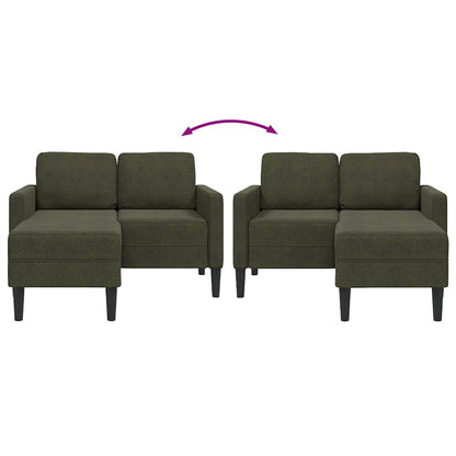 2er-Sofa mit Chaiselongue L-Form Armeegrün 125 cm Kunstleder