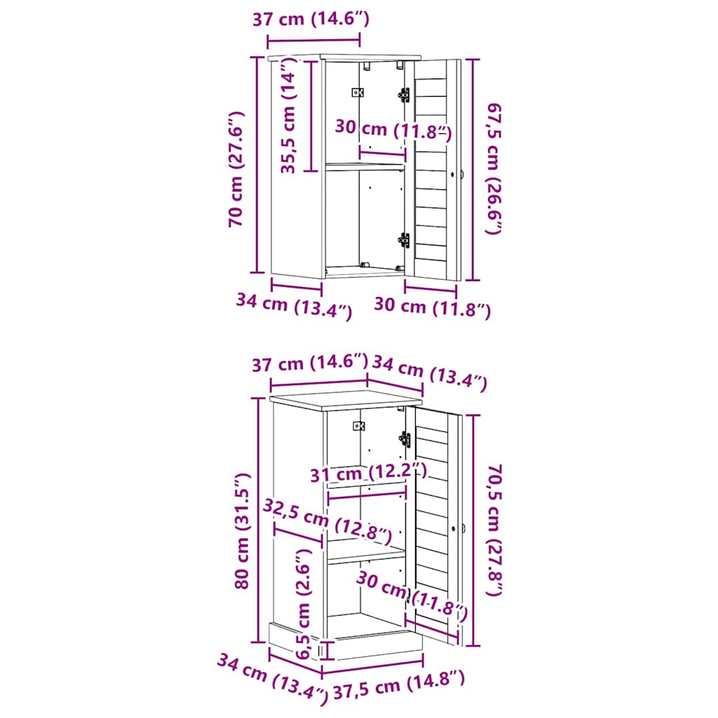 Badezimmermöbel Set VIGO 2 pcs Antik Weiß 37 x 34 x 80 cm
