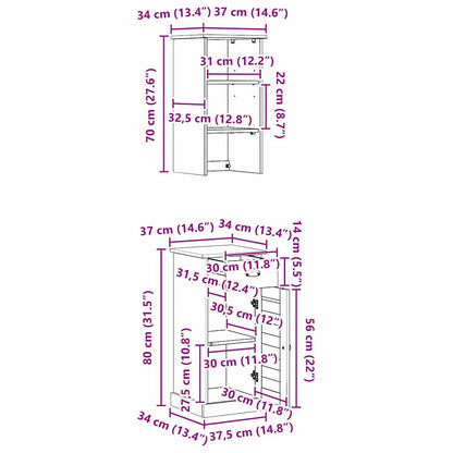 Badezimmermöbel Set VIGO 2 pcs Braun und Weiß 37 x 34 x 150 cm