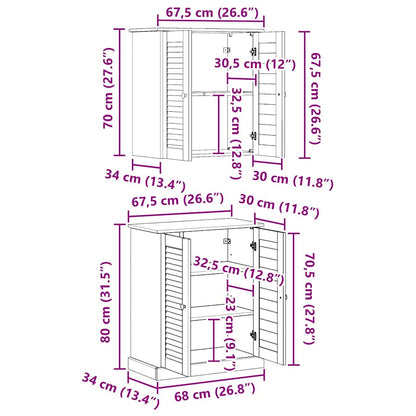 Badezimmermöbel Set mit Tür VIGO 2 pcs Braun 67,5 x 34 x 80 cm