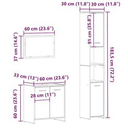 3-tlg. Badmöbel-Set Artisan-Eiche Holzwerkstoff