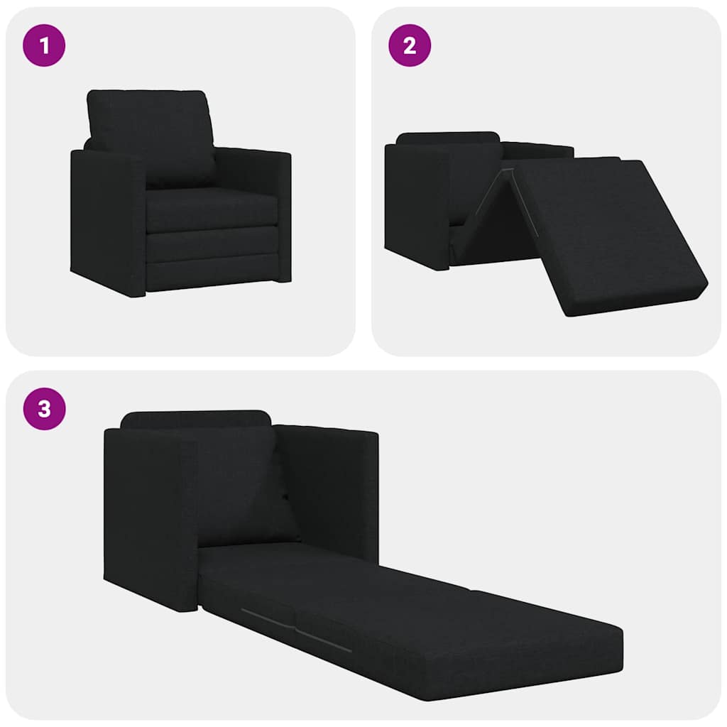 Boden-Schlafsofa mit Kissen Schwarz 74 x 77 x 81 cm Stoff