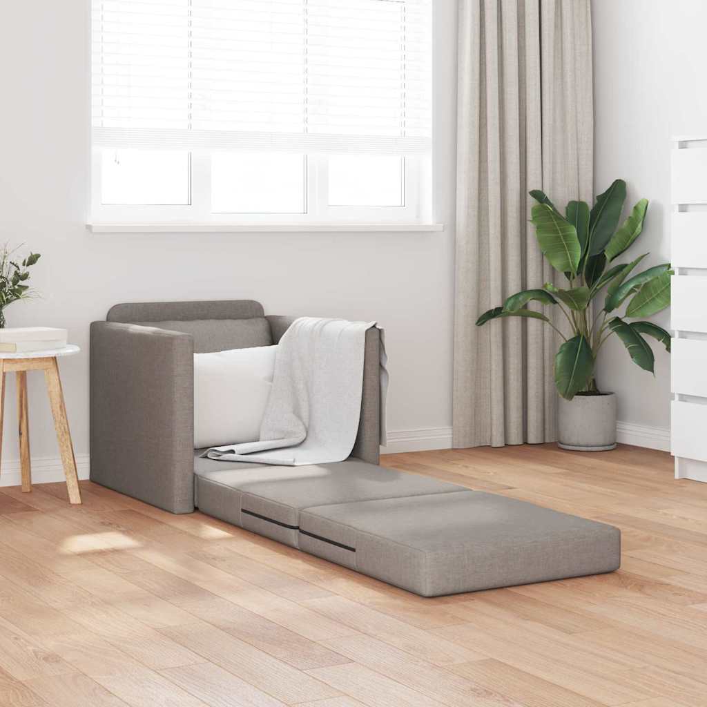 Boden-Schlafsofa mit Kissen Taupe 74 x 77 x 81 cm Stoff