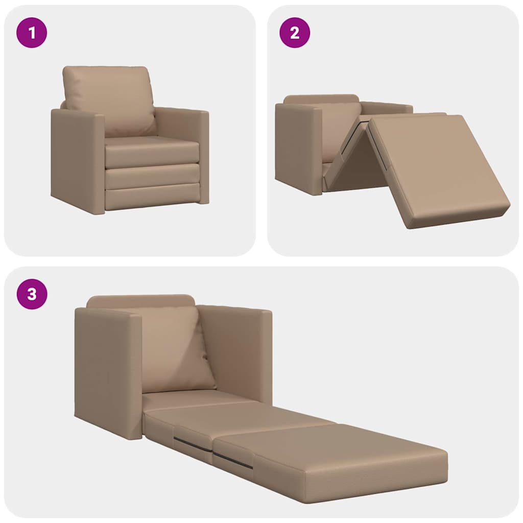 Boden Schlafsofa Cappuccino 74 x 77 x 81 cm Kunstleder