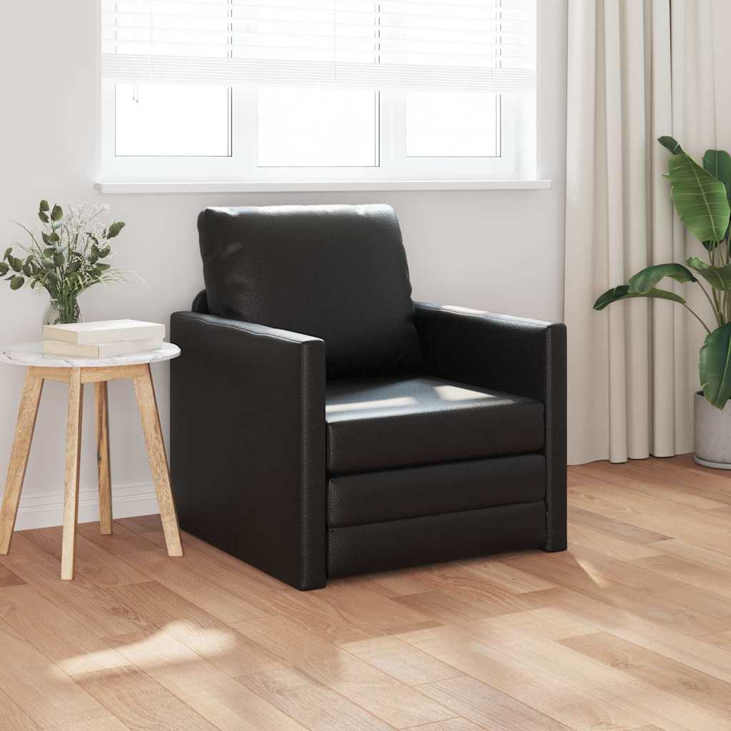 Boden Schlafsofa mit Kissen Schwarz 74 x 77 x 81 cm Kunstleder