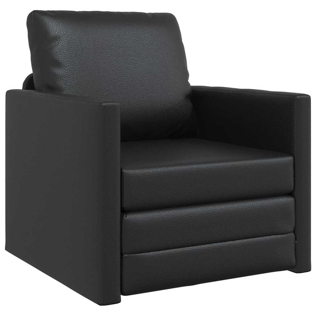 Boden Schlafsofa mit Kissen Schwarz 74 x 77 x 81 cm Kunstleder