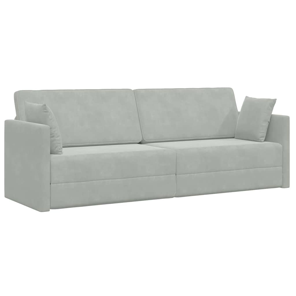 Boden-Schlafsofa Hellgrau 213 x 76 x 77 cm Samt