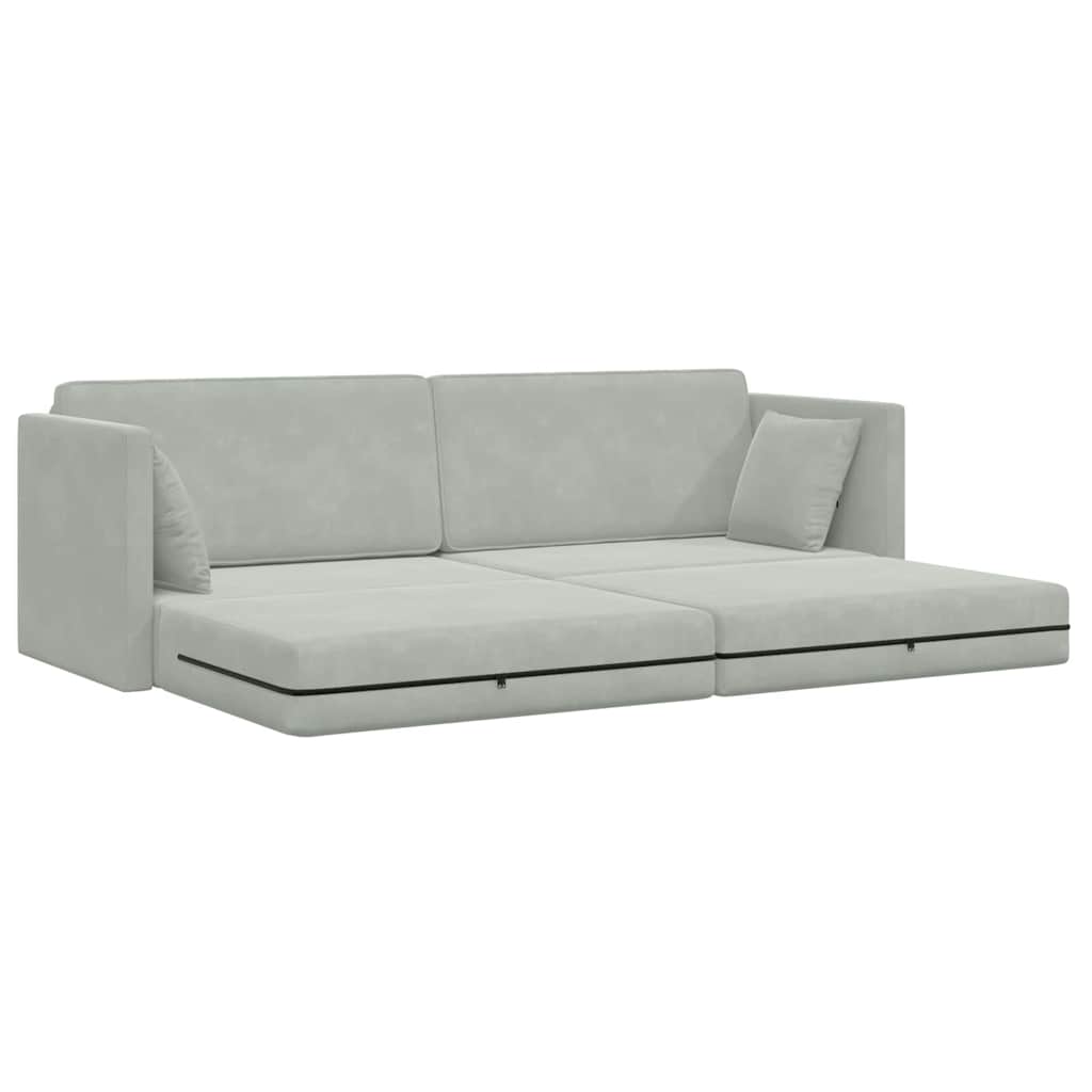Boden-Schlafsofa Hellgrau 213 x 76 x 77 cm Samt