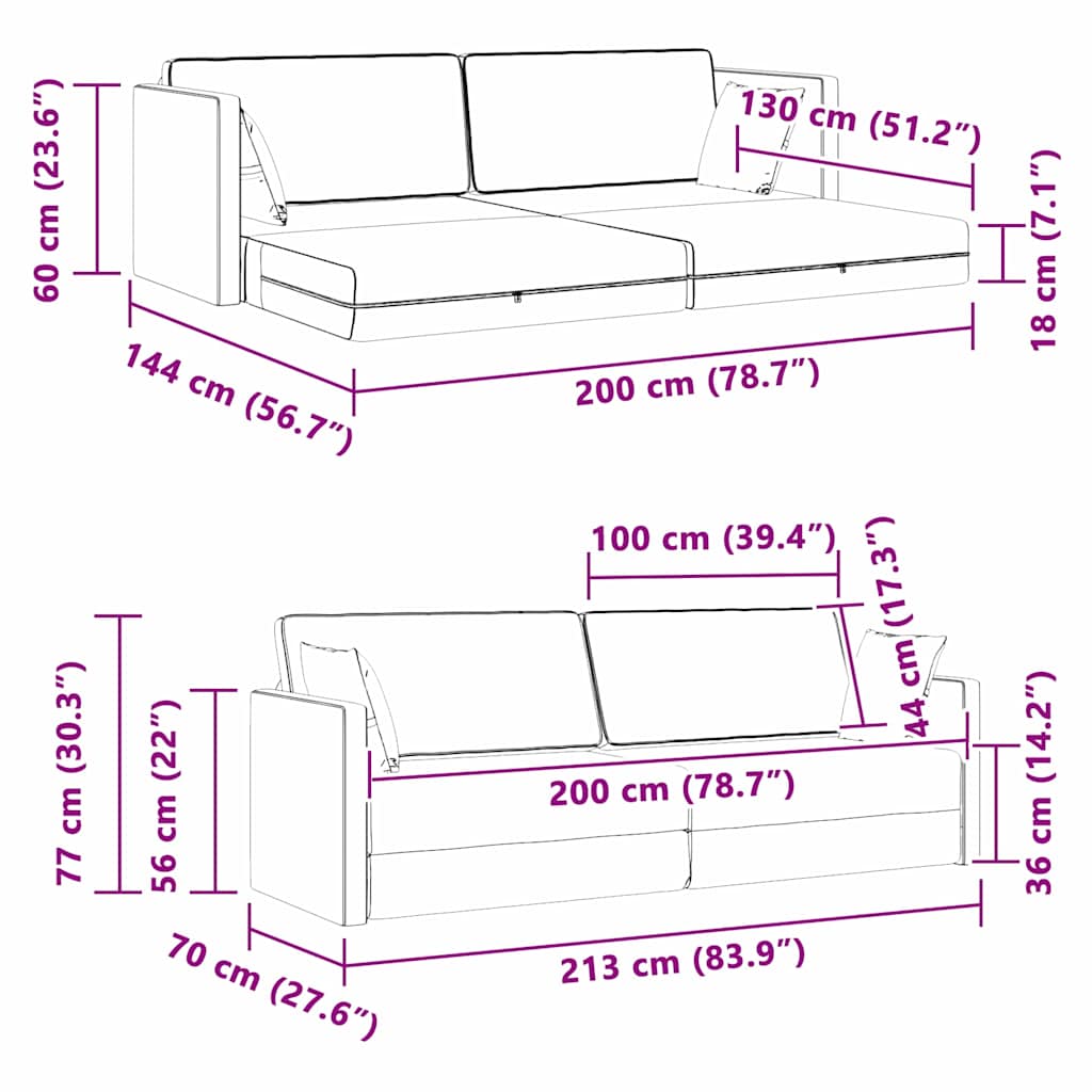 Boden-Schlafsofa Hellgrau 213 x 76 x 77 cm Samt