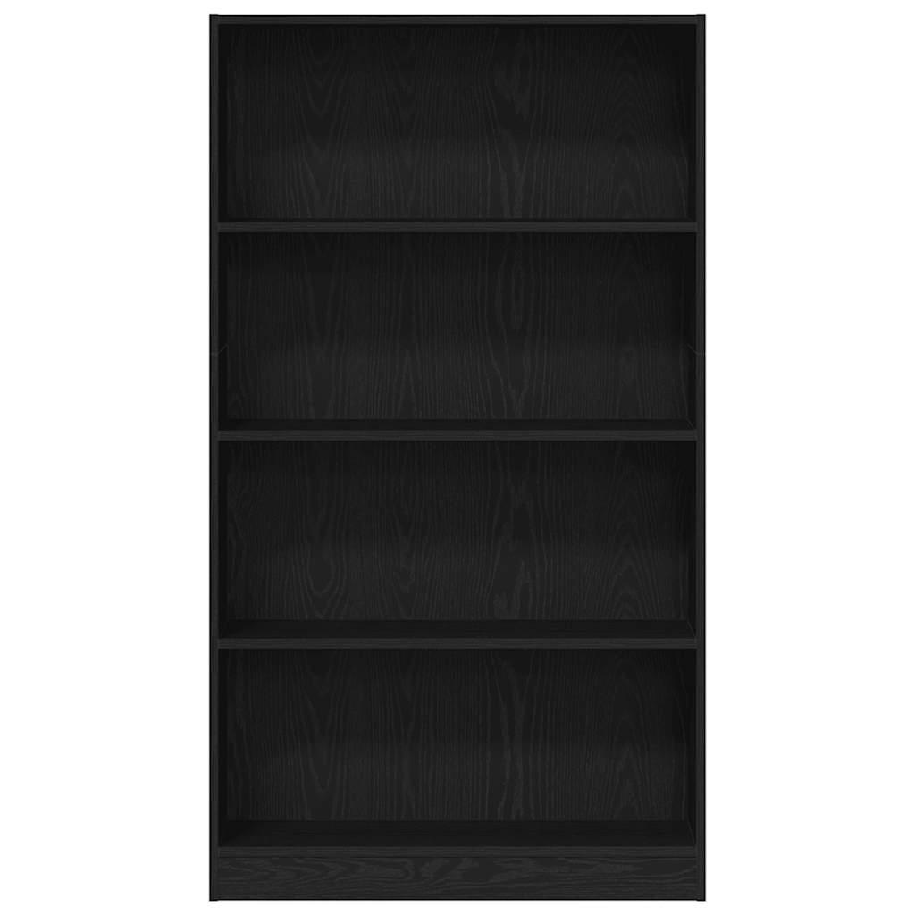 Bücherregal 4 Fächer Schwarz Eichen-Optik 80x24x143 cm