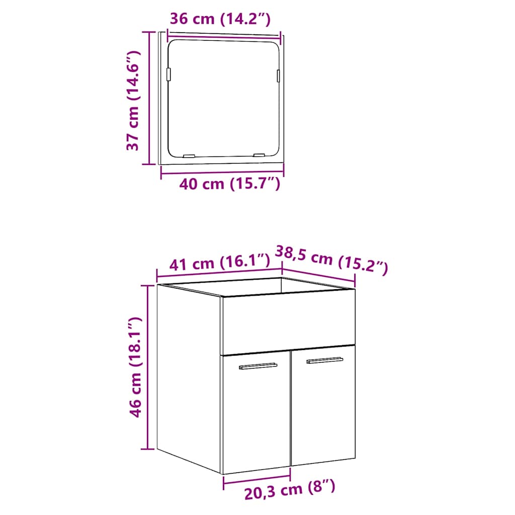 2-tlg. Badmöbel-Set Altholz-Optik Holzwerkstoff