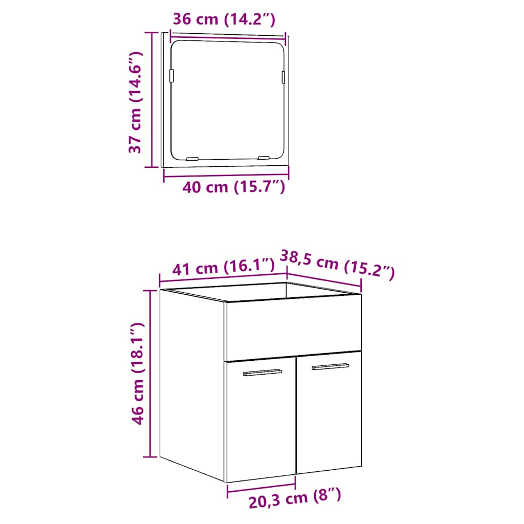 2-tlg. Badmöbel-Set Schwarz Eichen-Optik Holzwerkstoff