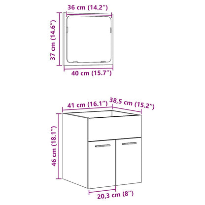 2-tlg. Badmöbel-Set Schwarz Eichen-Optik Holzwerkstoff