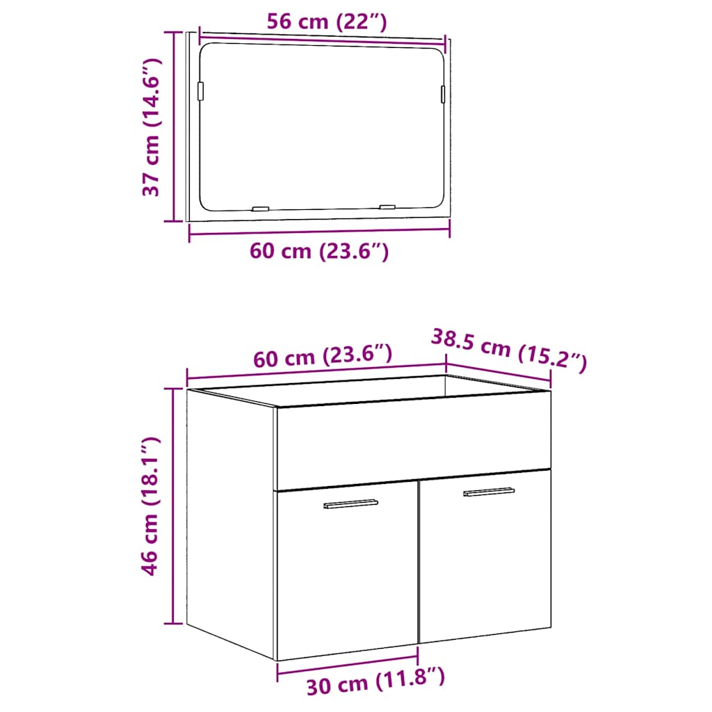 2-tlg. Badmöbel-Set Artisan-Eiche Holzwerkstoff