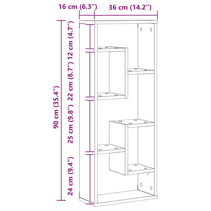 Wandregal Altholz-Optik 36x16x90 cm Holzwerkstoff