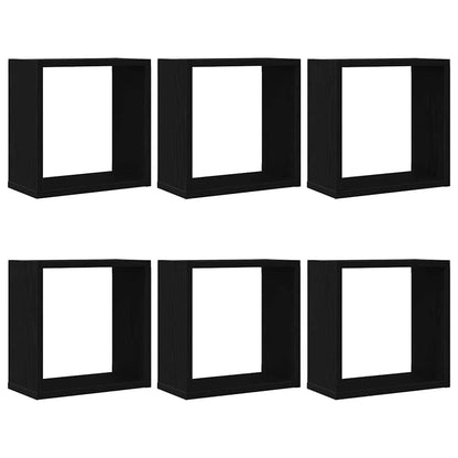 Würfel-Wandregale 6 Stk. Schwarz Eichen-Optik 30x15x30 cm