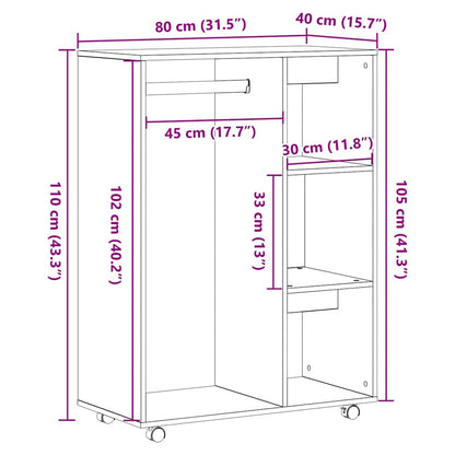 Kleiderschrank Schwarze Eiche 80 x 40 x 110 cm Holzwerkstoff