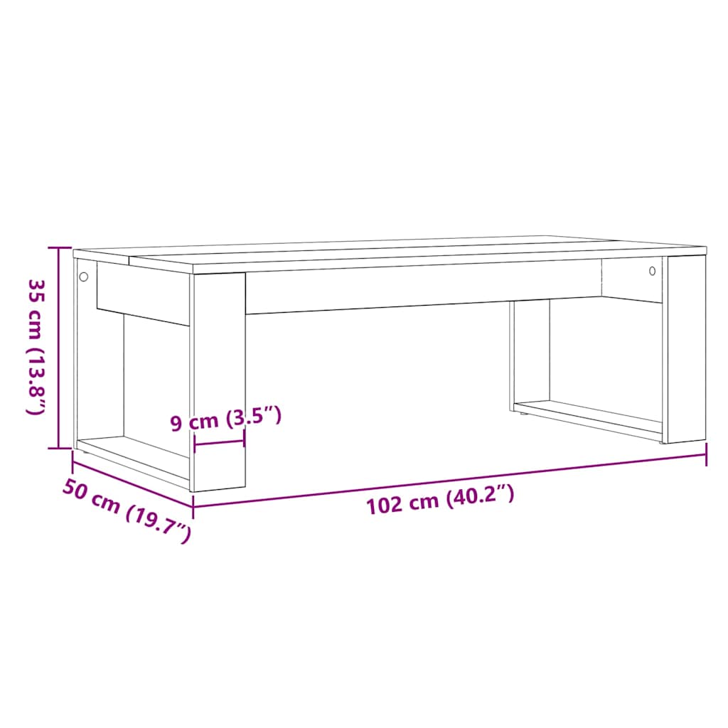 Couchtisch Schwarz Eichen-Optik 102 x 50 x 35 cm Holzwerkstoff