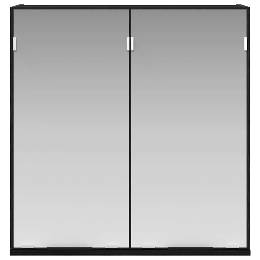 Badezimmerspiegelschrank Schwarz Eichen-Optik 64 x 20 x 67 cm