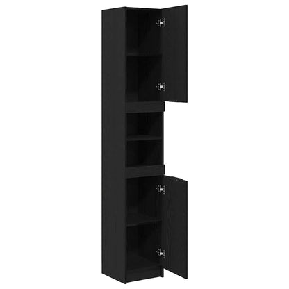 Badezimmer Schrank mit Regal Schwarze Eiche 32 x 34 x 188,5 cm