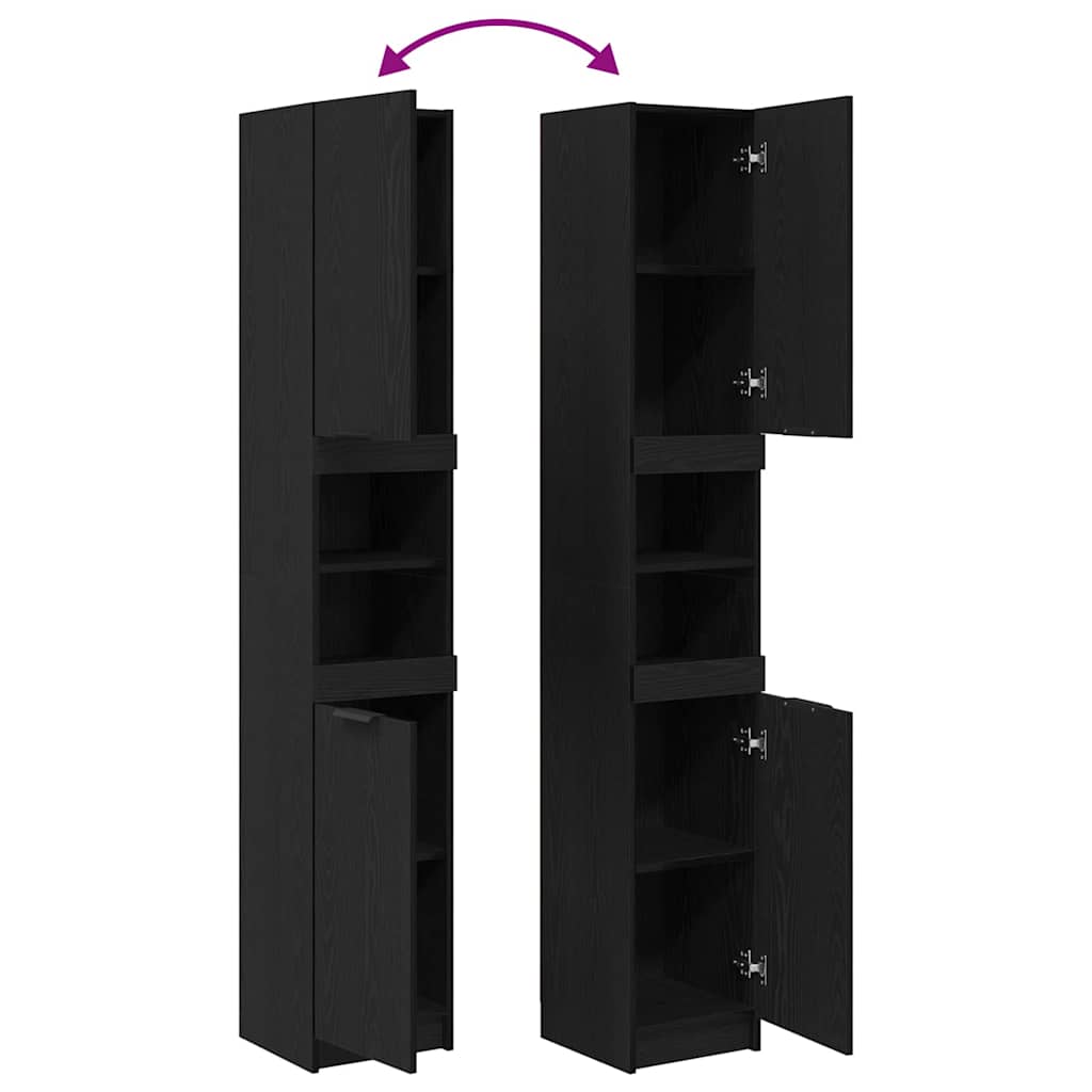 Badezimmer Schrank mit Regal Schwarze Eiche 32 x 34 x 188,5 cm
