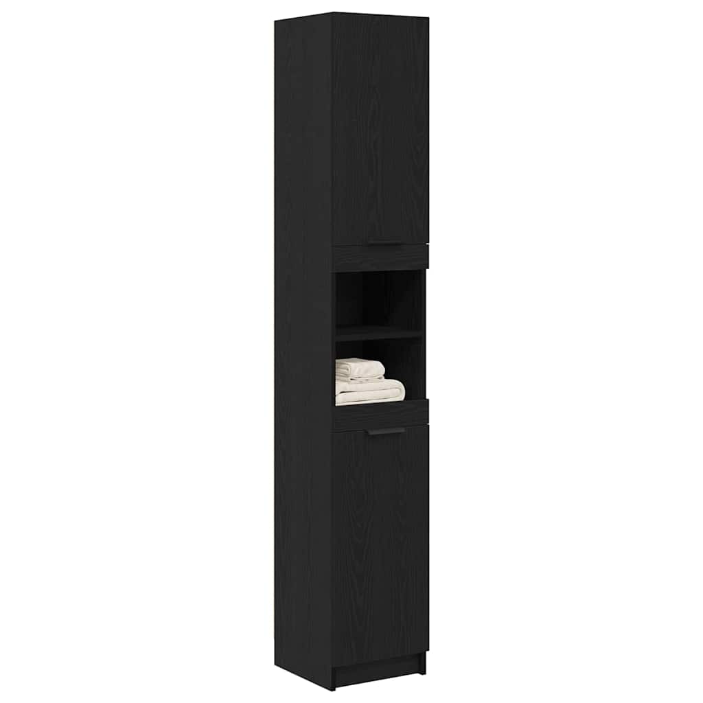 Badezimmer Schrank mit Regal Schwarze Eiche 32 x 34 x 188,5 cm