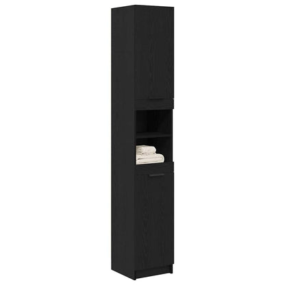 Badezimmer Schrank mit Regal Schwarze Eiche 32 x 34 x 188,5 cm
