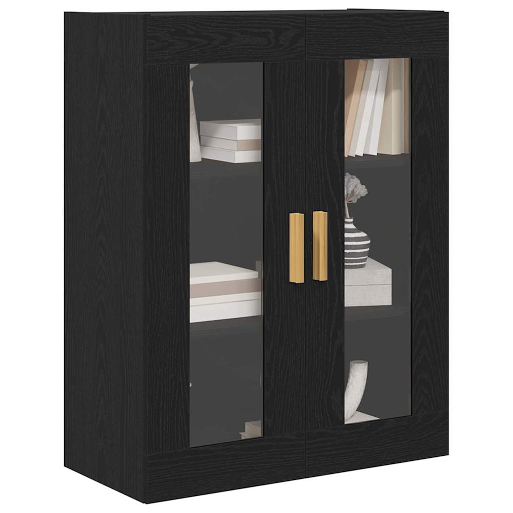 Wandschrank Schwarz Eichen-Optik 69.5 x 34 x 90 cm