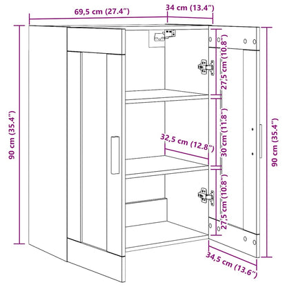 Wandschrank Schwarz Eichen-Optik 69.5 x 34 x 90 cm